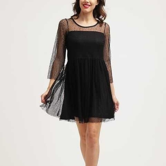 Vila Viauna Summer Pleated Dress Black Fine - Picture 1 of 8